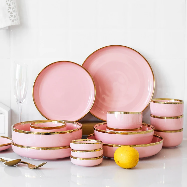 Special Design Gold Rimmed Porcelain Round Pink Dinner Set Dinnerware For Multiplayer Party, Black, dark green, pink, white, fruit green, marble grey, marble pink
Special Design Gold Rimmed Porcelain Round Pink Dinner Set Dinnerware For Multiplayer Party, Black, dark green, pink, white, fruit green, marble grey, marble pink