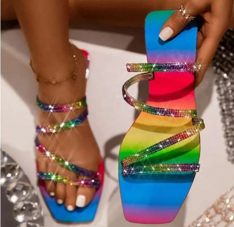 2021 Women Summer Rhinestone Cross Strap Square Open Toe Slip-on Diamond Sandals Crystal Shiny Cut Out Outdoor Slipper, Orange ,neon green ,brown
2021 Women Summer Rhinestone Cross Strap Square Open Toe Slip-on Diamond Sandals Crystal Shiny Cut Out Outdoor Slipper, Orange ,neon green ,brown