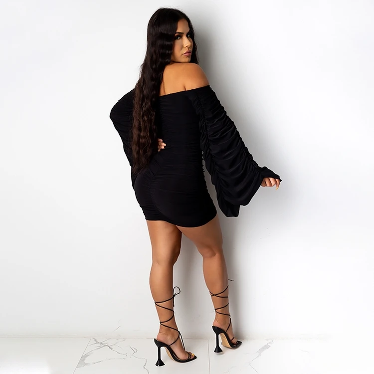 Sexy Off Shoulder Ladies Dress Fashion Dress Flare Sleeve Solid Color Sexy Club Party Mini Dress
Sexy Off Shoulder Ladies Dress Fashion Dress Flare Sleeve Solid Color Sexy Club Party Mini Dress