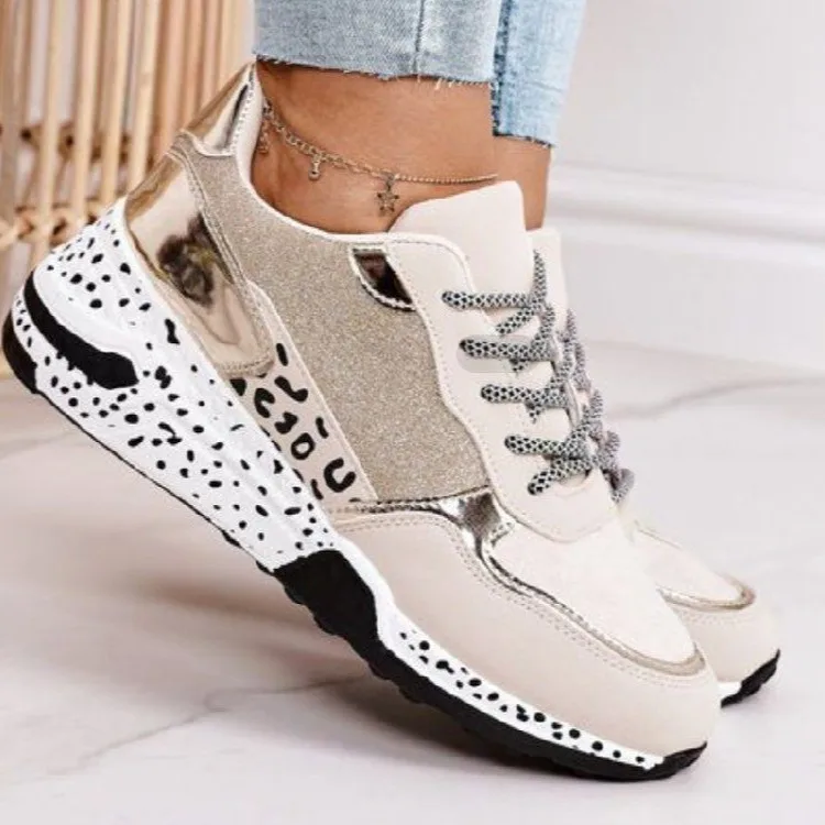 Wholesale Womens Round Toe Lace Up Walking Shoes Splicing design Leopard Sneakers, Colors
Wholesale Womens Round Toe Lace Up Walking Shoes Splicing design Leopard Sneakers, Colors