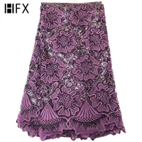 

HFX New Arrival Sequin Dress Design Nigeria African Wedding Lace Guipure Mix French Embroidery Net Lace Fabric