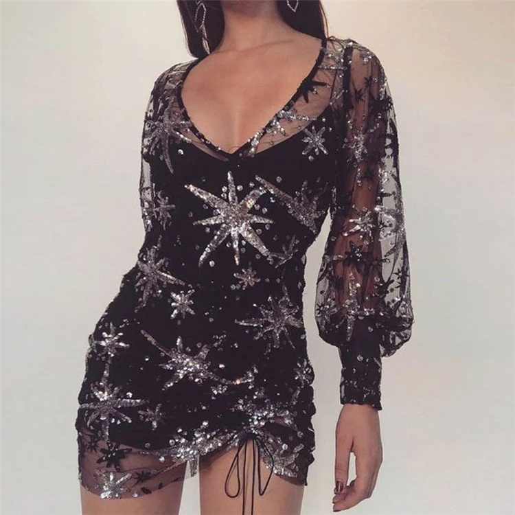 2021 Summer New Products Sexy V Neck See Through Woman Dress Long Sleeve, Customized color
2021 Summer New Products Sexy V Neck See Through Woman Dress Long Sleeve, Customized color