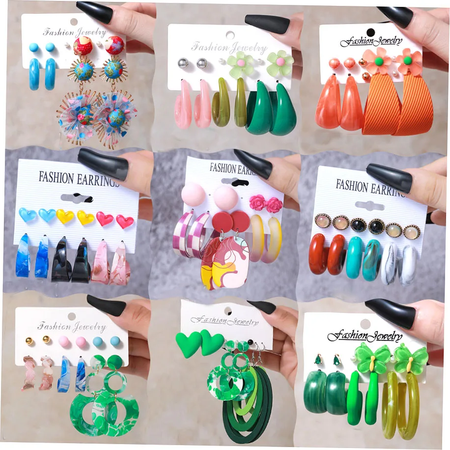 New 5/6/9Pairs Acrylic Chunky Huggie Hoop Earrings Set Women Pearl Heart Butterfly Flower Stud Earrings Set For Jewelry Gift
New 5/6/9Pairs Acrylic Chunky Huggie Hoop Earrings Set Women Pearl Heart Butterfly Flower Stud Earrings Set For Jewelry Gift