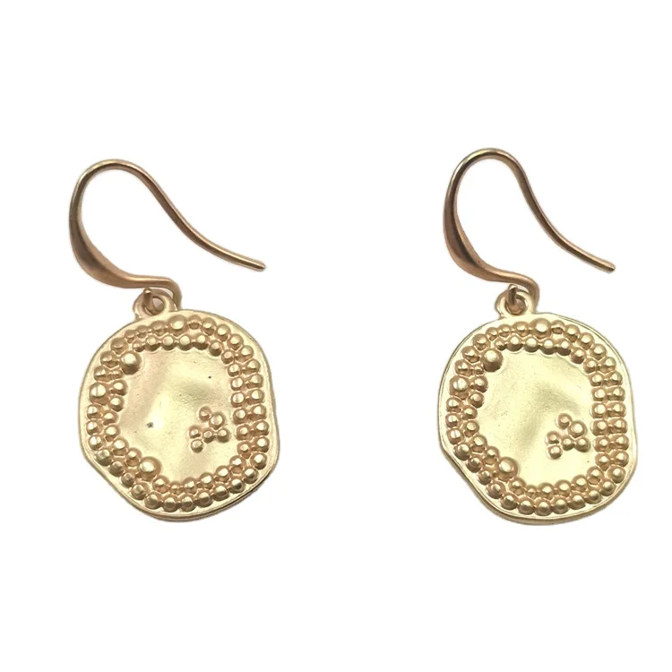 New style fashion vintage gold alloy irregular round earring women fashion earrings, As picture
New style fashion vintage gold alloy irregular round earring women fashion earrings, As picture