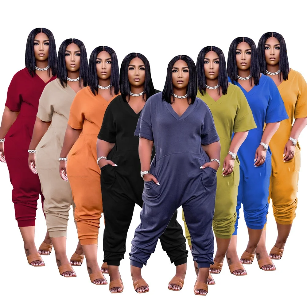 Women Casual Streetwear Jumpsuit V Neck Solid Short Sleeve Pocket Rompers Jumpsuit Women 2011
Women Casual Streetwear Jumpsuit V Neck Solid Short Sleeve Pocket Rompers Jumpsuit Women 2011