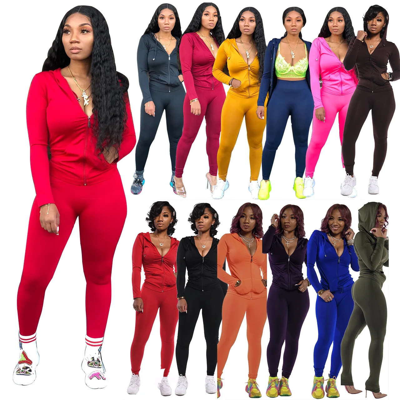 Fashion Stretchy Casual Streetwear Zipper Hoodie Sweatpants Women Clothing 2 Two Piece Set Fall Tracksuit Winter Sets, Picture color
Fashion Stretchy Casual Streetwear Zipper Hoodie Sweatpants Women Clothing 2 Two Piece Set Fall Tracksuit Winter Sets, Picture color