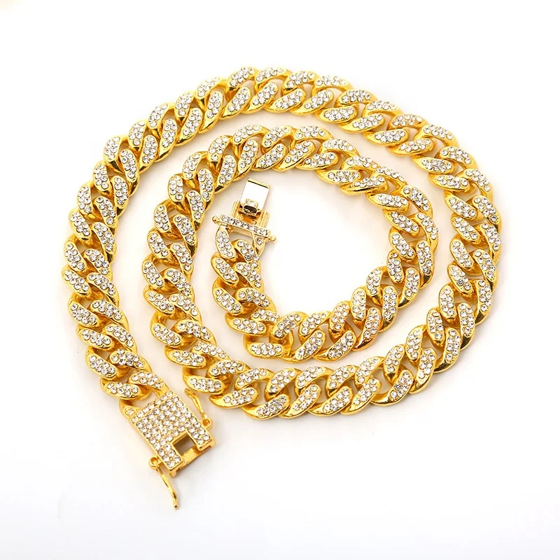 Real Hip Hop Jewelry Ice Out Cuban Link Chain Necklace Bisuteria Men's Gold Chunky Chain Bracelet, Picture shows
Real Hip Hop Jewelry Ice Out Cuban Link Chain Necklace Bisuteria Men's Gold Chunky Chain Bracelet, Picture shows