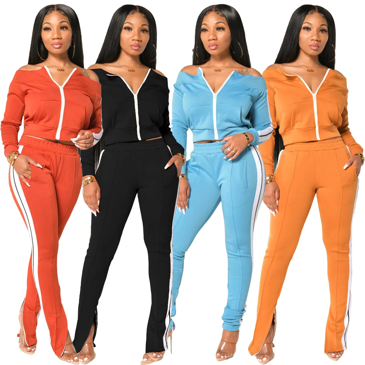 Fall 2021 women clothes Hot selling Custom logo one sleeve slit trousers sexy new style fall Casual two piece set tracksuits
Fall 2021 women clothes Hot selling Custom logo one sleeve slit trousers sexy new style fall Casual two piece set tracksuits