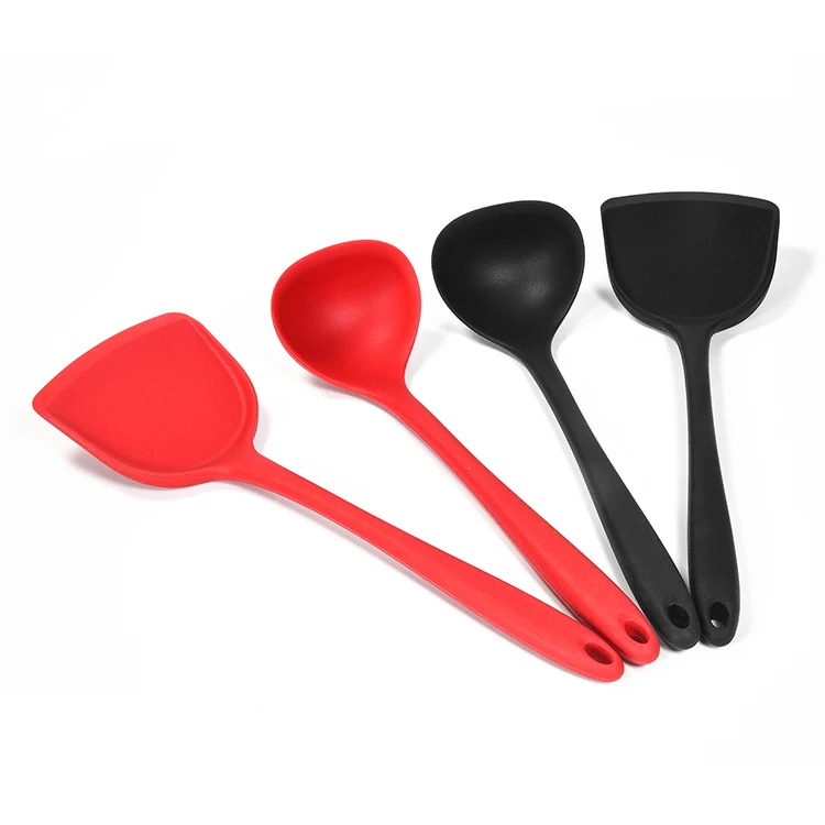 Kitchen Accessories Food Grade Reusable Black Red Silicone Wok Spatula And Silicone Ladle Soup Spoon
Kitchen Accessories Food Grade Reusable Black Red Silicone Wok Spatula And Silicone Ladle Soup Spoon