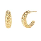 Fashion 925 sterling silver minimalist twisted rope twisted dome hoop women earrings