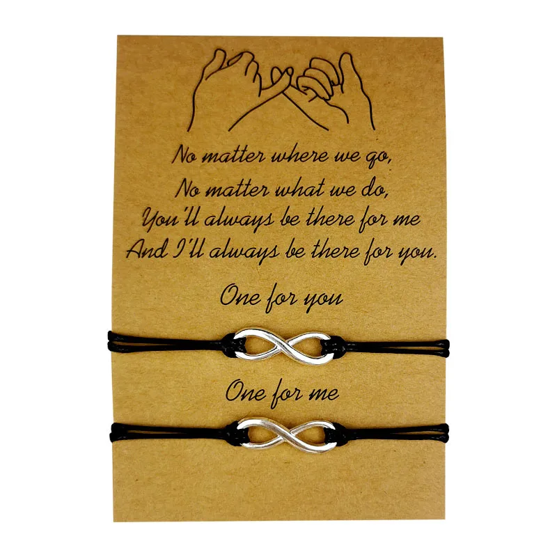 pulseras de la amistad 8 Infinity Couple Bracelet Braided Leather Rope Bangle Wrist Adjustable Chain Friendship Bracelet Making
pulseras de la amistad 8 Infinity Couple Bracelet Braided Leather Rope Bangle Wrist Adjustable Chain Friendship Bracelet Making
