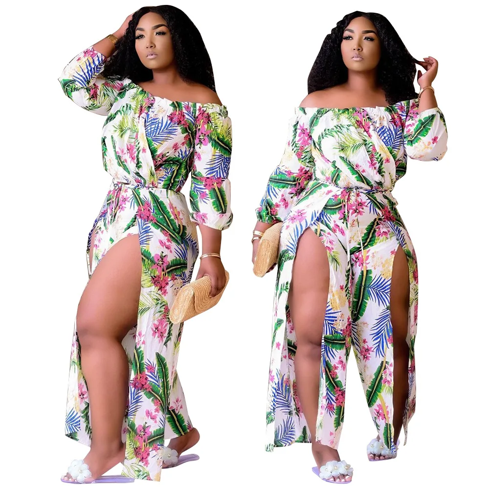 New Long Sleeve Women's Summer Off-shoulder Floral Dresses Seaside Holiday Beach Floral Afrcian Women Clothing Dress, White&green
New Long Sleeve Women's Summer Off-shoulder Floral Dresses Seaside Holiday Beach Floral Afrcian Women Clothing Dress, White&green