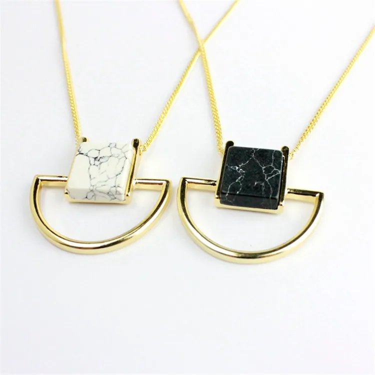 18K Gold Plated Semi Circle White Turquoise Stone Pendant Necklaces Half Circle Square Marble Pendant Necklace For Women 2020, As picture
18K Gold Plated Semi Circle White Turquoise Stone Pendant Necklaces Half Circle Square Marble Pendant Necklace For Women 2020, As picture