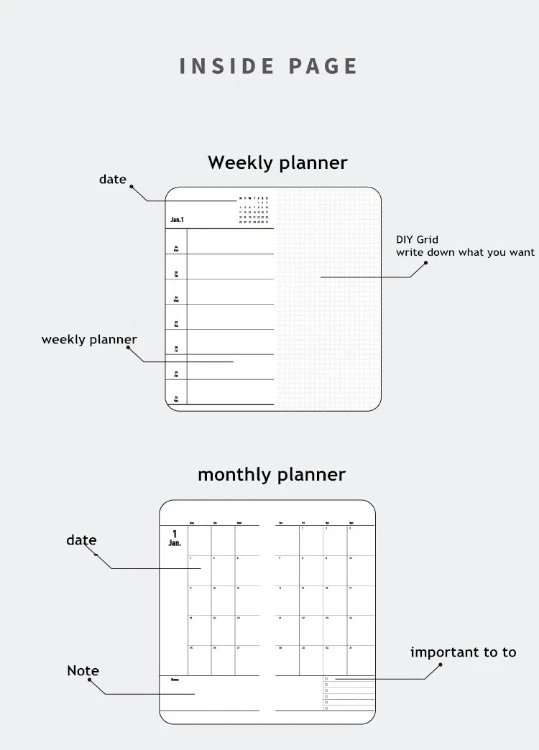 84 sheet 2021 journal notebook weekly monthly planner diary