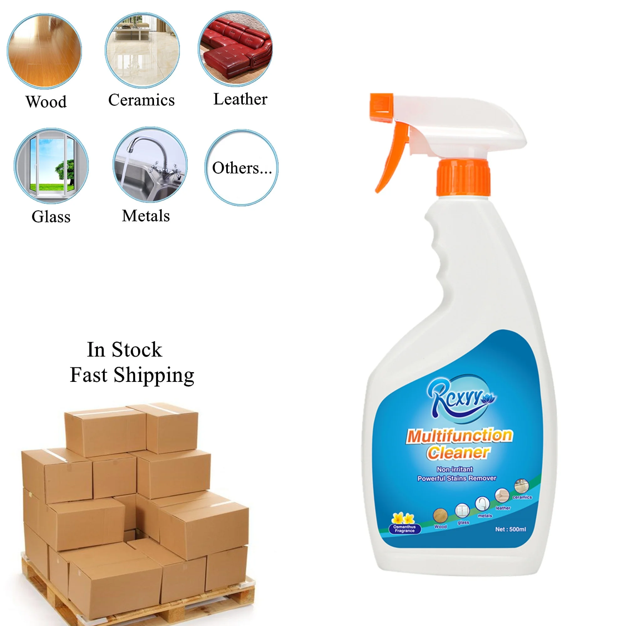 

Manufacturer Fast Shipping 500ml Osmanthus Fragrance Non-irritant Powerful Stubborn Stains Remover Multifunction Spray Cleaner, Transparent