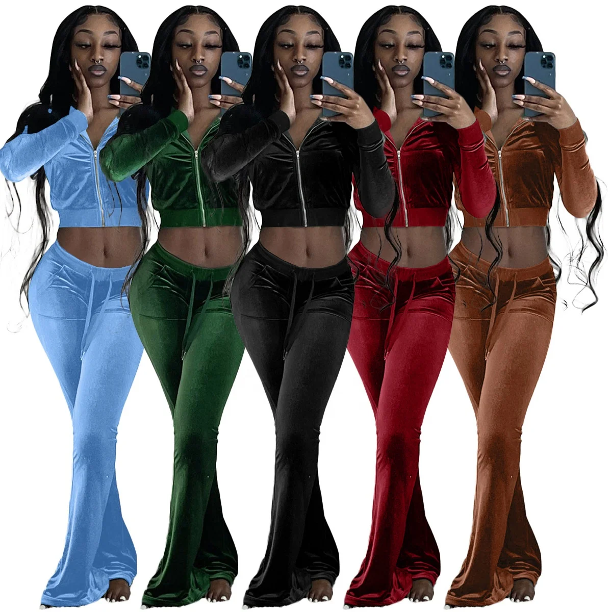 Tracksuit Women 2 Piece Set Custom Logo Fall Cotton Velour Polyester Reflective Luxury Slim Fit Fashion Ladies Black Tracksuit
Tracksuit Women 2 Piece Set Custom Logo Fall Cotton Velour Polyester Reflective Luxury Slim Fit Fashion Ladies Black Tracksuit