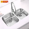 Handmade commercial custom size double bowls kitchen stainless steel sink