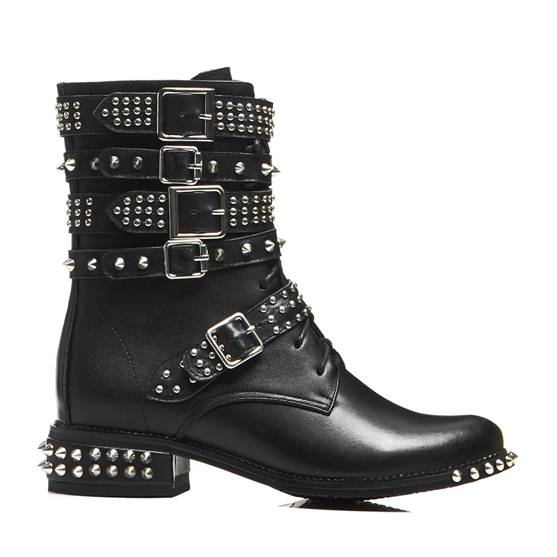 Genuine Leather Flat Black Studded Biker Boots Chunky Moto Martin Boots Cow girl Slip On Boots
Genuine Leather Flat Black Studded Biker Boots Chunky Moto Martin Boots Cow girl Slip On Boots