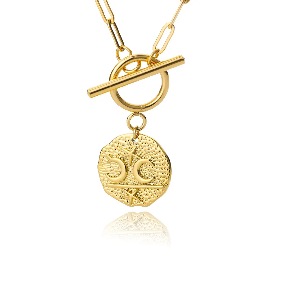 2022 Round Disc Charm Sun And Star Over Moon Necklace For Couples Jewelry Gold Color With Paper Clip Chain Necklaces, Picture
2022 Round Disc Charm Sun And Star Over Moon Necklace For Couples Jewelry Gold Color With Paper Clip Chain Necklaces, Picture