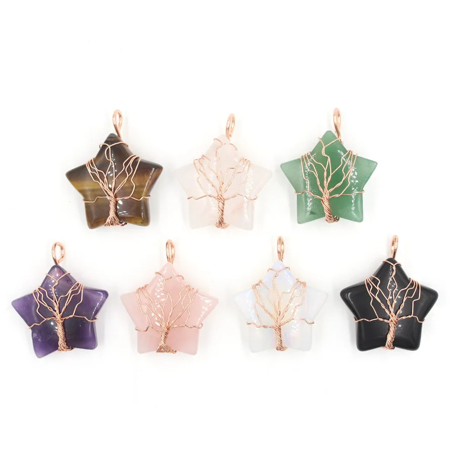 Fashion Accessories Diy Necklaces Natural Stone Pendants Wholesale Rose Gold Plated Wire Life Tree Star Shaped Crystal Pendant
Fashion Accessories Diy Necklaces Natural Stone Pendants Wholesale Rose Gold Plated Wire Life Tree Star Shaped Crystal Pendant