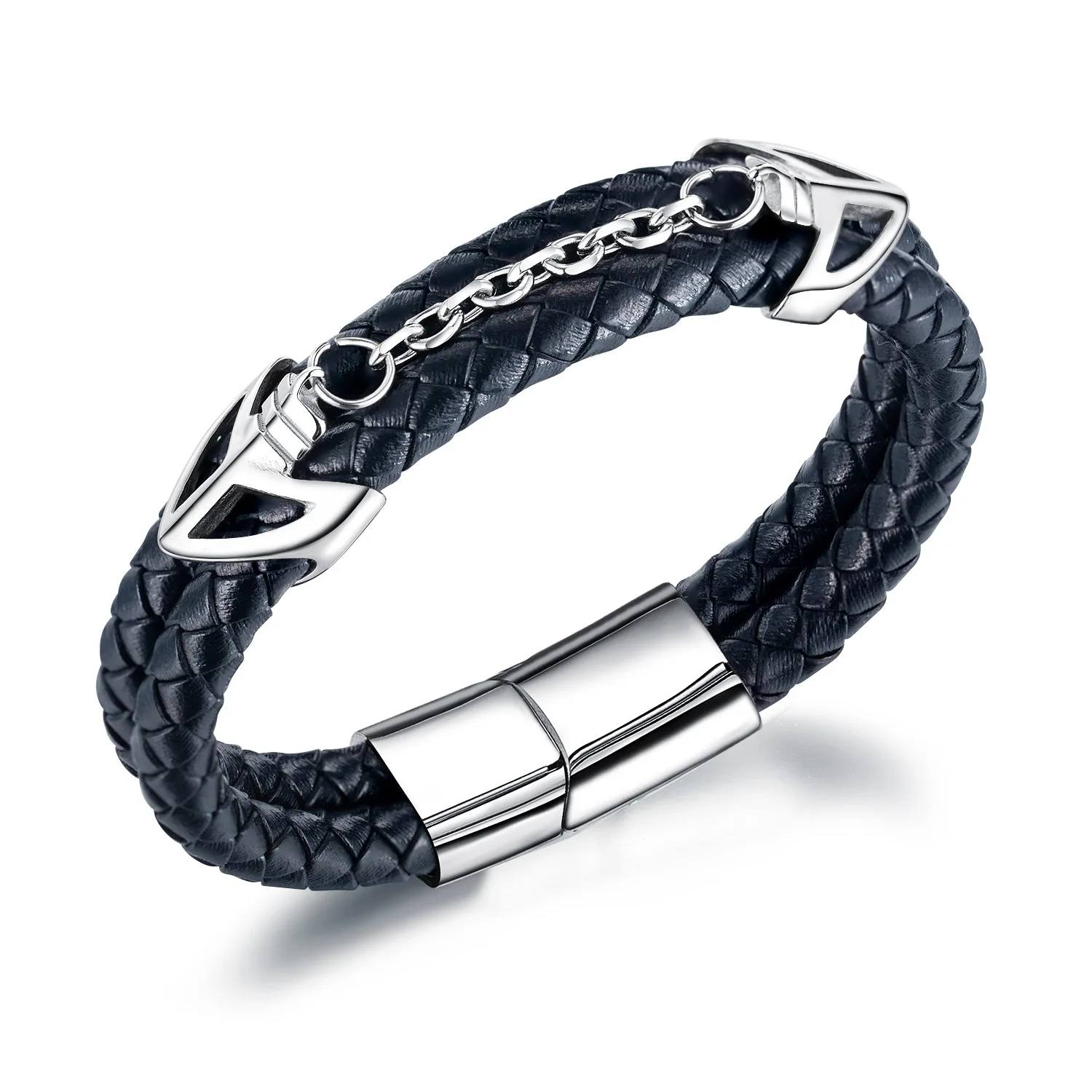 Men's personality double layer leather bracelet wild titanium steel bracelet jewelry
Men's personality double layer leather bracelet wild titanium steel bracelet jewelry