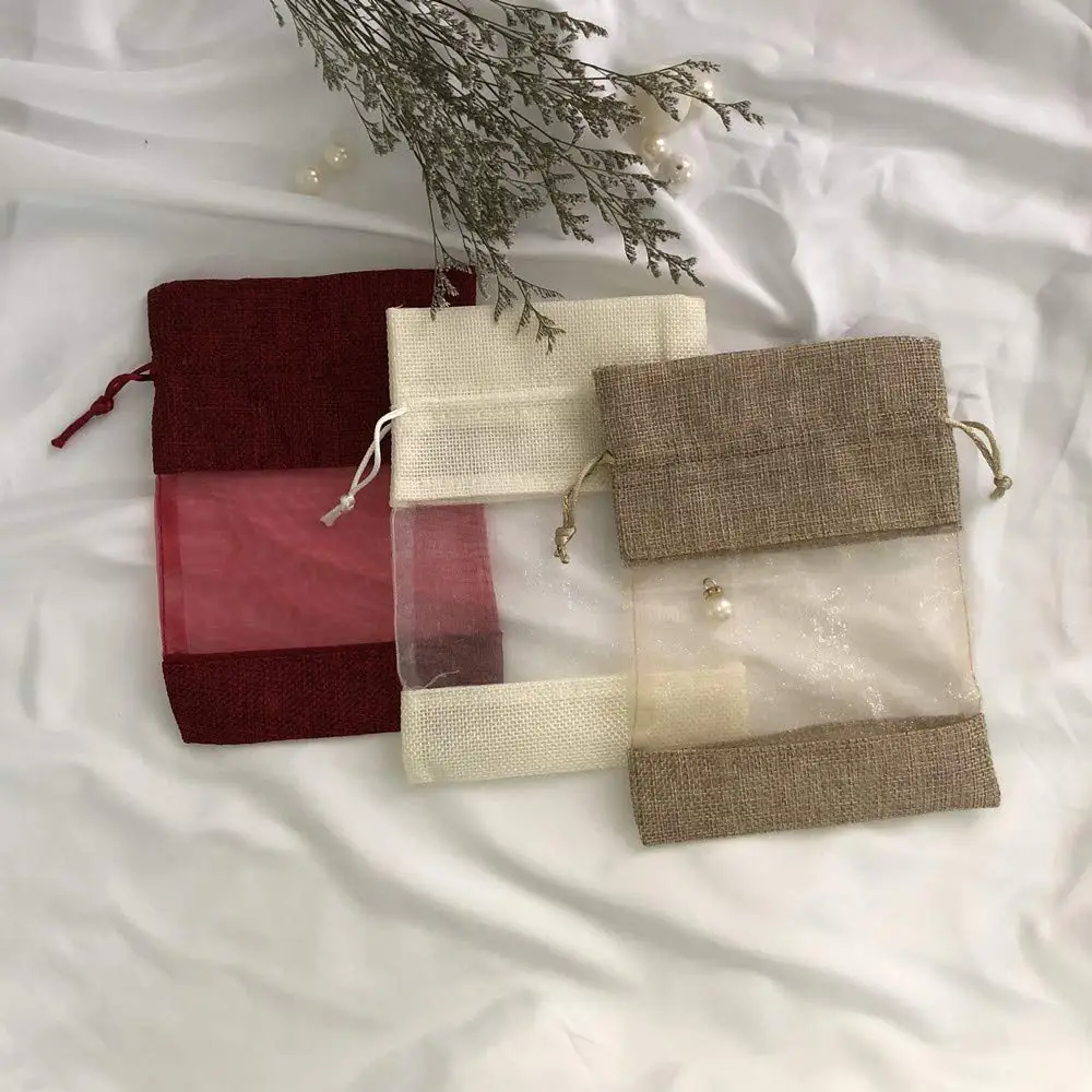 custom jewelry gift bags small burlap pouch jute drawstring bags