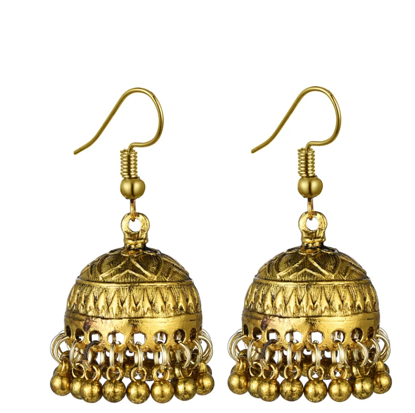 European and American new style retro fashion alloy bell earrings Bohemian Indian style chic earrings clan style earrings, As picture
European and American new style retro fashion alloy bell earrings Bohemian Indian style chic earrings clan style earrings, As picture