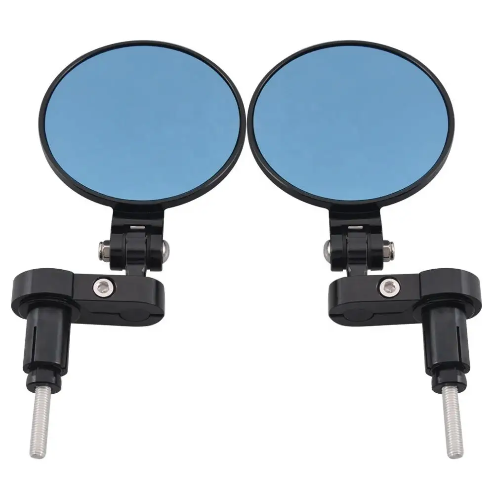 2Pcs Universal Motorcycle Mirror Aluminum Black 22mm Handle Bar End Rearview Side Mirrors Motor Accessories