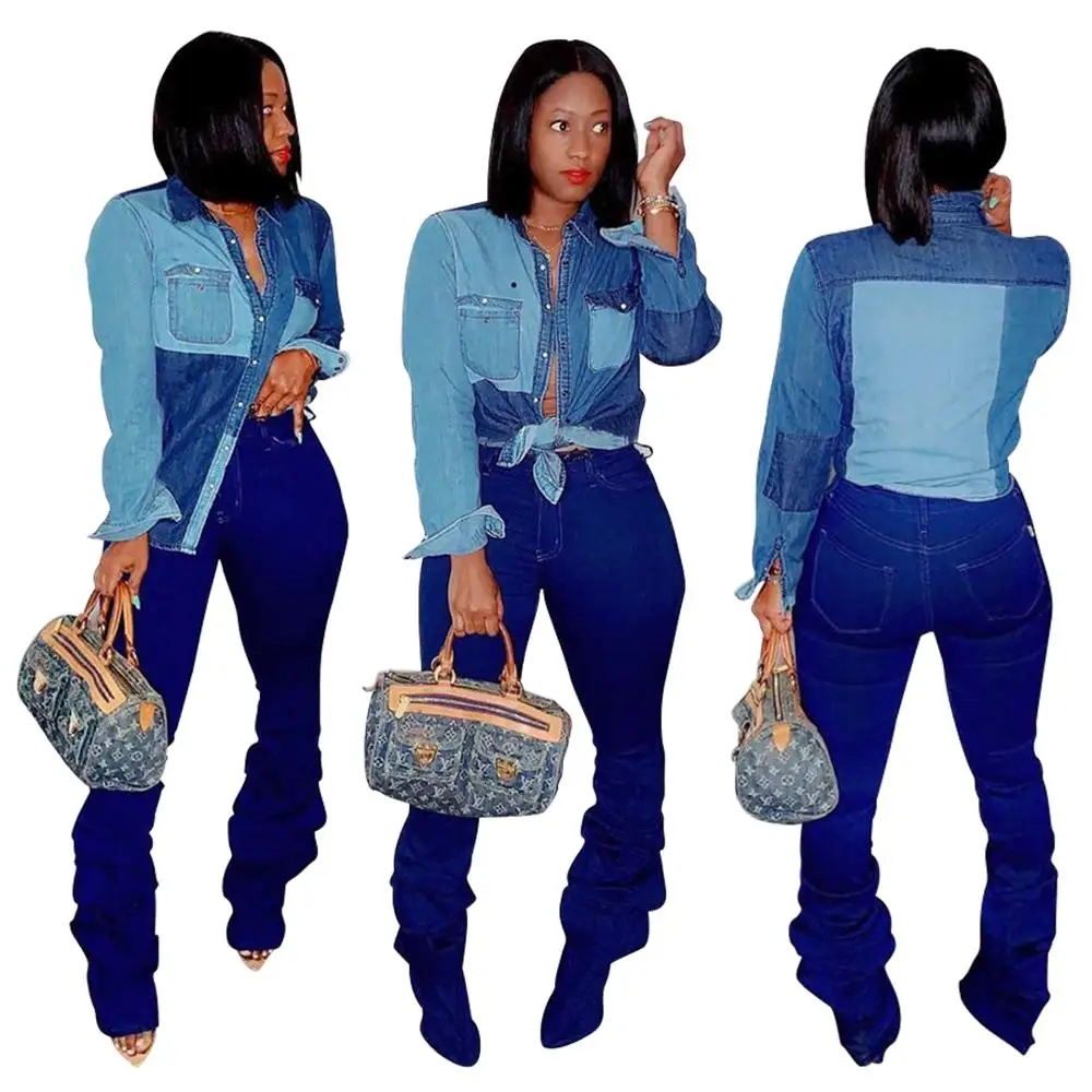 Women Jeans Tops for Ladies Color Stitching Print Work Shirt Blouse Long Sleeve Fashionable Winter Autumn Fall Top RS00116
Women Jeans Tops for Ladies Color Stitching Print Work Shirt Blouse Long Sleeve Fashionable Winter Autumn Fall Top RS00116