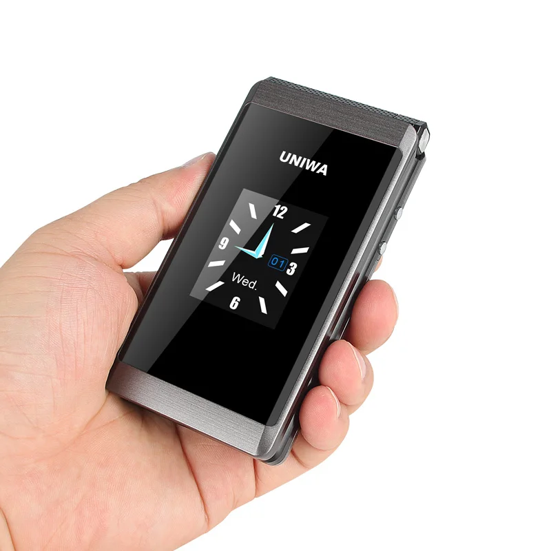 

Ex Stock UNIWA X28 Flip GSM Mobile Phone Dual Sim Card Unlocked Flip Cellphone Dual Screen Big Button Keypad SOS Folding Phone