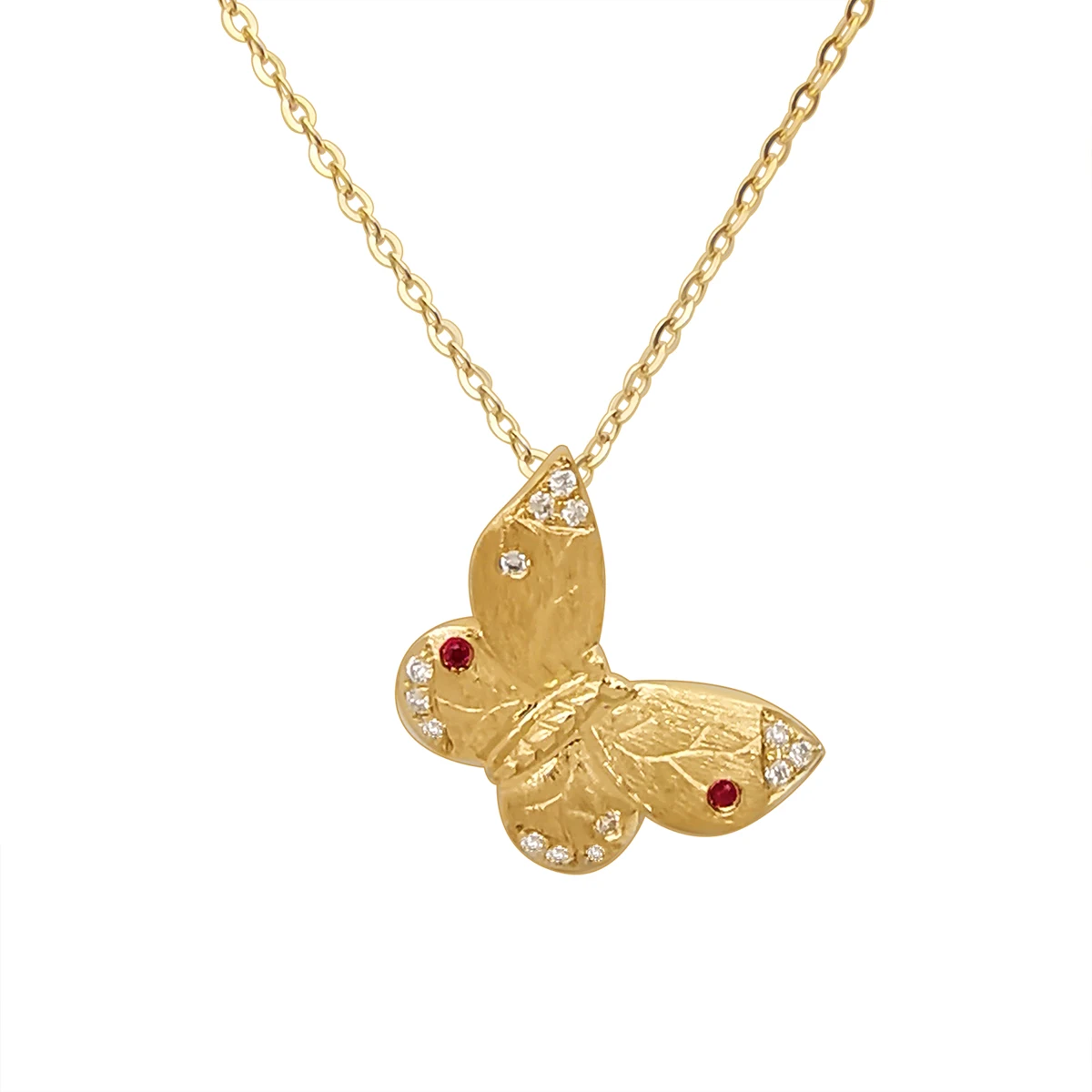 Fashion Butterfly 18k Real Gold Necklace Ruby Pure 18K Gold Natural Diamond Pendant Necklace Wholesale
Fashion Butterfly 18k Real Gold Necklace Ruby Pure 18K Gold Natural Diamond Pendant Necklace Wholesale
