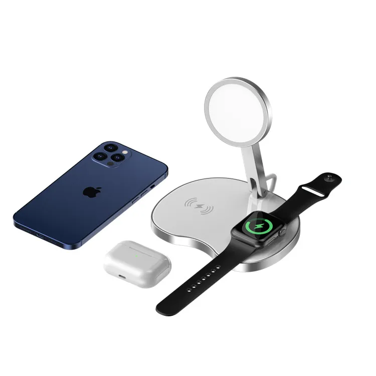 Portable Adjustable Wireless Charger Mobile Phone Stand with Magnetic Charger Holder for iPhone 12 Smartphones, Black or silver
Portable Adjustable Wireless Charger Mobile Phone Stand with Magnetic Charger Holder for iPhone 12 Smartphones, Black or silver