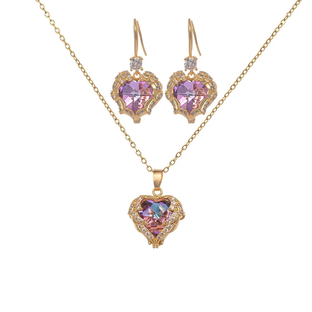 Fashion Jewelry Set Unisex Stainless Steel Chain Gemstone Zircon Heart Of The Ocean Pendant Necklace And Earrings Set For Gift
Fashion Jewelry Set Unisex Stainless Steel Chain Gemstone Zircon Heart Of The Ocean Pendant Necklace And Earrings Set For Gift