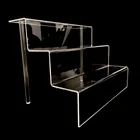 Custom Design 3 Step Acrylic Riser Transparent Nail Polish Acrylic Display Shelf