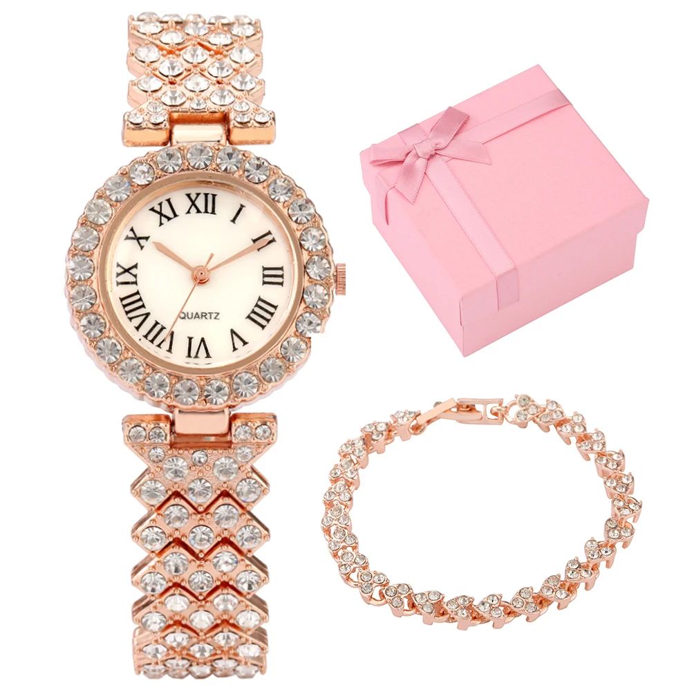 Elegant Diamond Watch Bracelet Set Alloy Case Quartz Watch For Women Lady, Picture shows
Elegant Diamond Watch Bracelet Set Alloy Case Quartz Watch For Women Lady, Picture shows