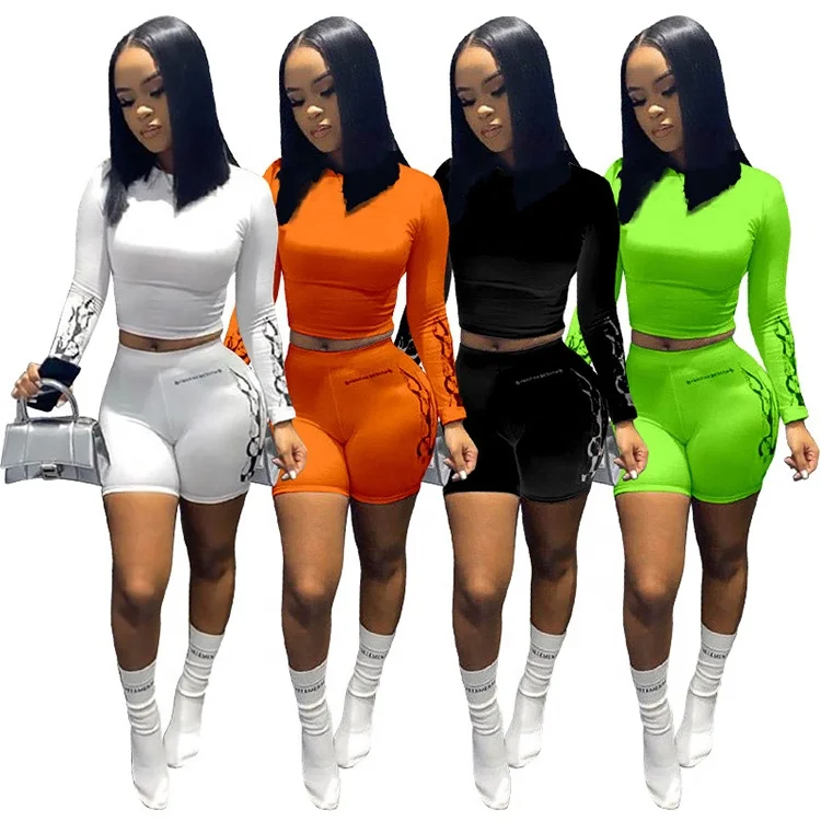 Fashion Summer Sexy Casual Clothing Long Sleeve Outfits Women Two Piece Short Set, Black,green,orange,white
Fashion Summer Sexy Casual Clothing Long Sleeve Outfits Women Two Piece Short Set, Black,green,orange,white