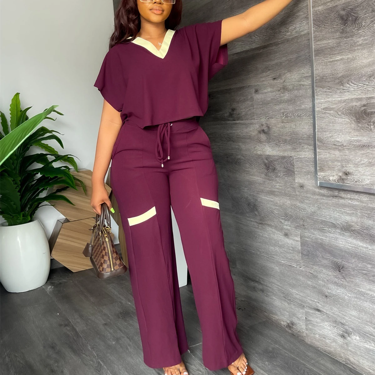 S-XXL European and American solid color casual short sleeve T-shirt sports suit straight leg pants summer two-piece set
S-XXL European and American solid color casual short sleeve T-shirt sports suit straight leg pants summer two-piece set