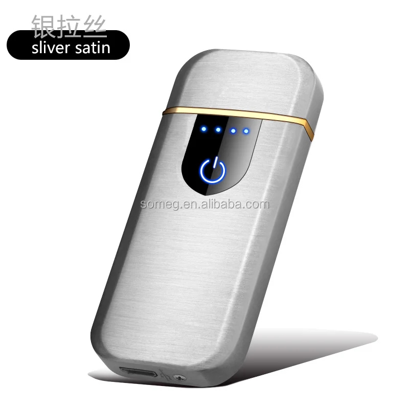 USB Rechargeable Windproof Flameless Electronic Lighter Ultra Thin Cigarette Lighter Touch Induction Double Side Lighter