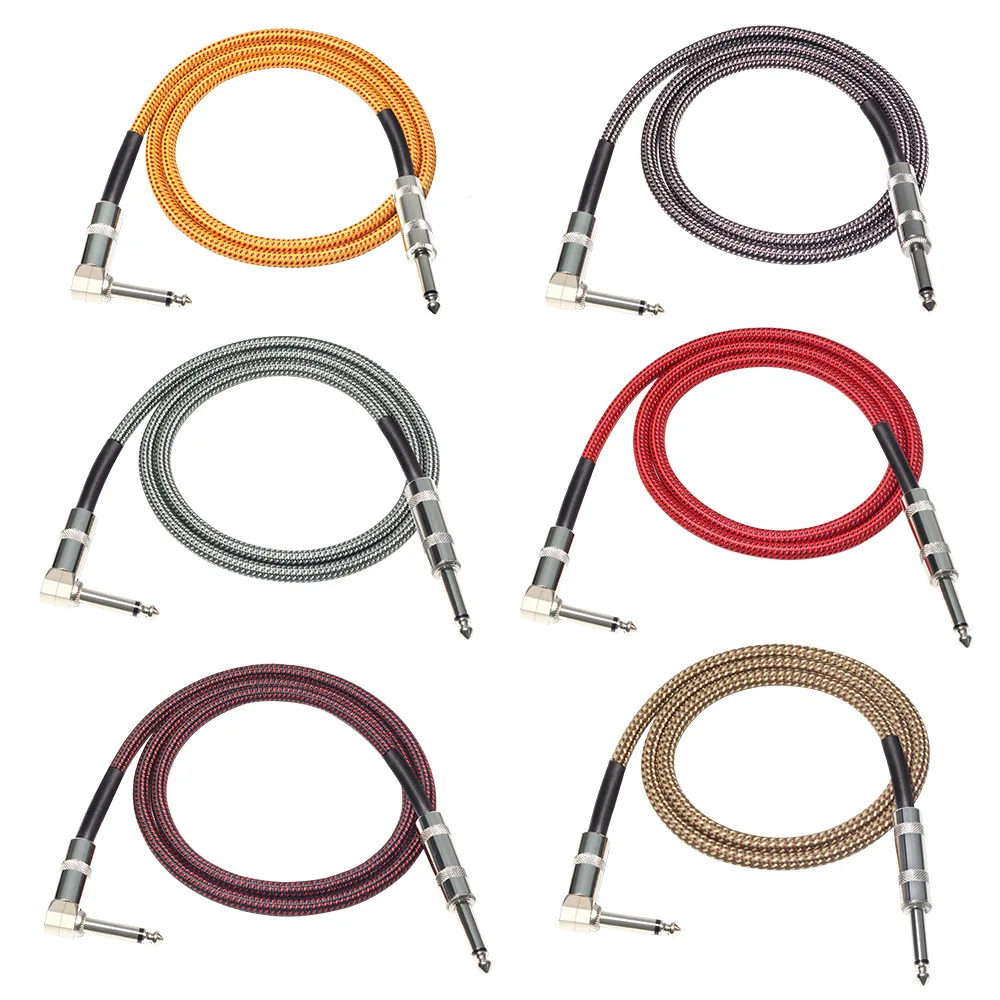 GAZ-CB31 Instrument Right Angle Jack 6.35mm Mono Cable Gold Plated Male to Male Cable for Electronic Guitar Bass Keyboard - ANKUX.COM
