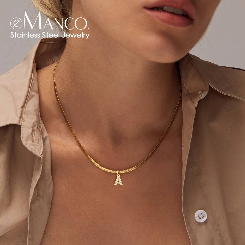 eManco Stainless Steel Diamond Initial Pendant Necklace Round Snake Chain Flat Snake Chain O Fine Chain Necklace
eManco Stainless Steel Diamond Initial Pendant Necklace Round Snake Chain Flat Snake Chain O Fine Chain Necklace