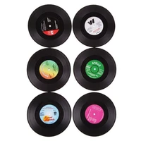 

6 Pcs/set Home Table Cup Mat Decor Coffee Drink Placemat Spinning Retro Vinyl CD Record Drinks Coasters