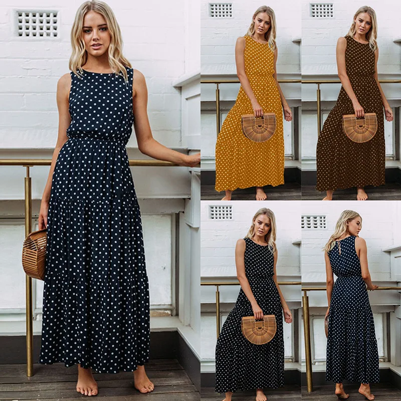 Bobo Women Dark Blue Boho Loose Sleeveless Holiday Dot Print Long Maxi Dress Evening Party Beach Dresses Summer Sundress
Bobo Women Dark Blue Boho Loose Sleeveless Holiday Dot Print Long Maxi Dress Evening Party Beach Dresses Summer Sundress