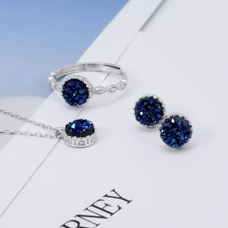4 Piece Bridal Jewelry Sets 925 Sterling Silver Necklace Stud Earrings Ring Crystal Druzy S925 Sterling Silver Jewelry Sets
4 Piece Bridal Jewelry Sets 925 Sterling Silver Necklace Stud Earrings Ring Crystal Druzy S925 Sterling Silver Jewelry Sets