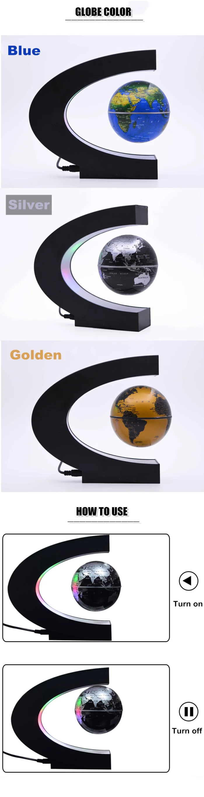 magnetic floating large world globe for sale O shape 4inch EU