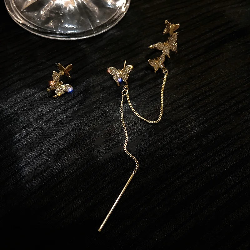New Arrival Asymmetry 925 Sterling Steel Needle Gold Plated Zircon Butterfly Tassel Earring Zircon Butterfly Cuff Earring
New Arrival Asymmetry 925 Sterling Steel Needle Gold Plated Zircon Butterfly Tassel Earring Zircon Butterfly Cuff Earring