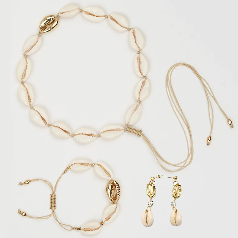 Summer Beach Jewelry Natural Sea Shell Bracelet Choker Necklace Set Beige Cord White Sea Cowrie Shell Necklace
Summer Beach Jewelry Natural Sea Shell Bracelet Choker Necklace Set Beige Cord White Sea Cowrie Shell Necklace