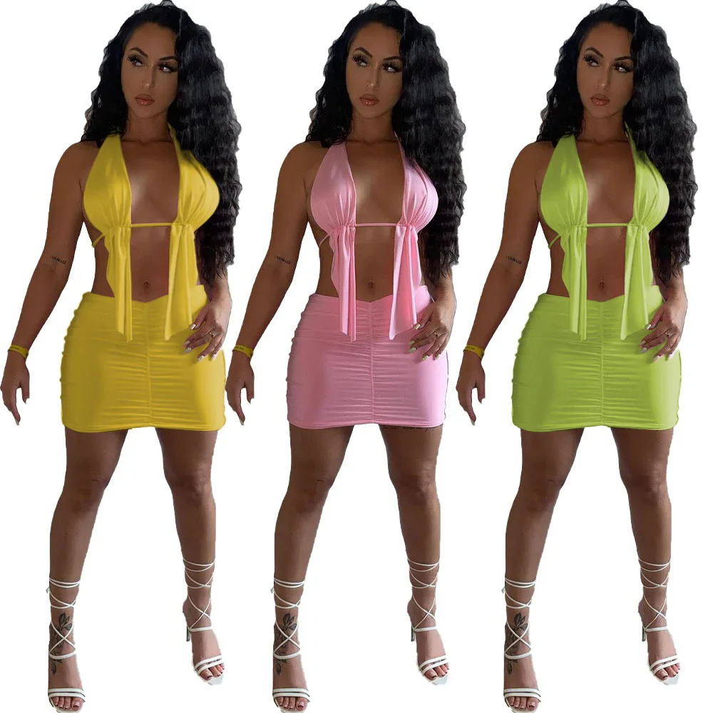 2022 Summer Womens Sexy 2 Piece Outfits Crop Top Set Tube Top Two Piece Skirt Set Women Clothing
2022 Summer Womens Sexy 2 Piece Outfits Crop Top Set Tube Top Two Piece Skirt Set Women Clothing
