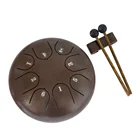 Steel Tongue Drum 8 Notes 6 inches Percussion Instrument with Pouch, Book, Mallets, Finger Picks