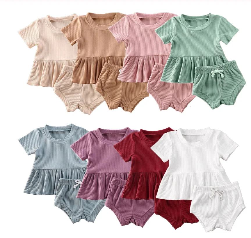 Baby Summer Clothing Infant Newborn Baby Girls 2Pcs Set Ribbed Outfits Short Sleeve Shirt Dress Tops Shorts Bottoms Outfit
Baby Summer Clothing Infant Newborn Baby Girls 2Pcs Set Ribbed Outfits Short Sleeve Shirt Dress Tops Shorts Bottoms Outfit