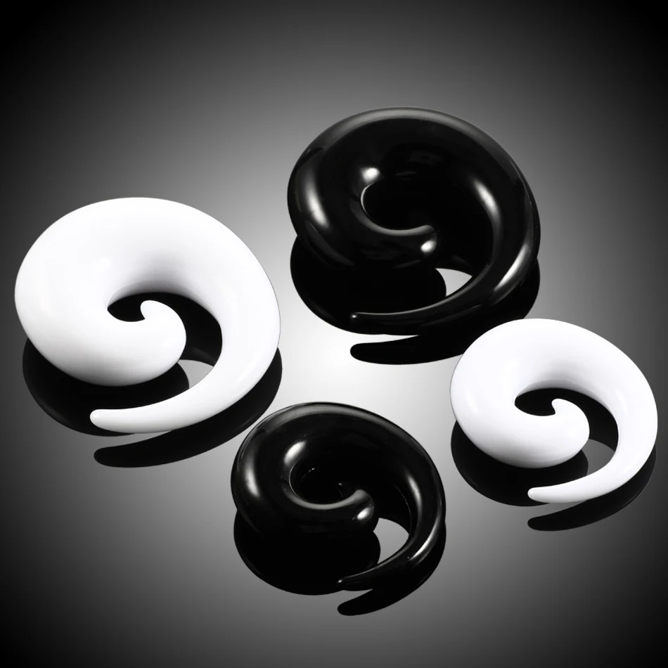 

Acrylic Black&White Spiral Ear Taper Gauges Stretching Ear Plug Tunnel Ear Expander Piercing For Unisex Jewelry 1.6mm-20mm